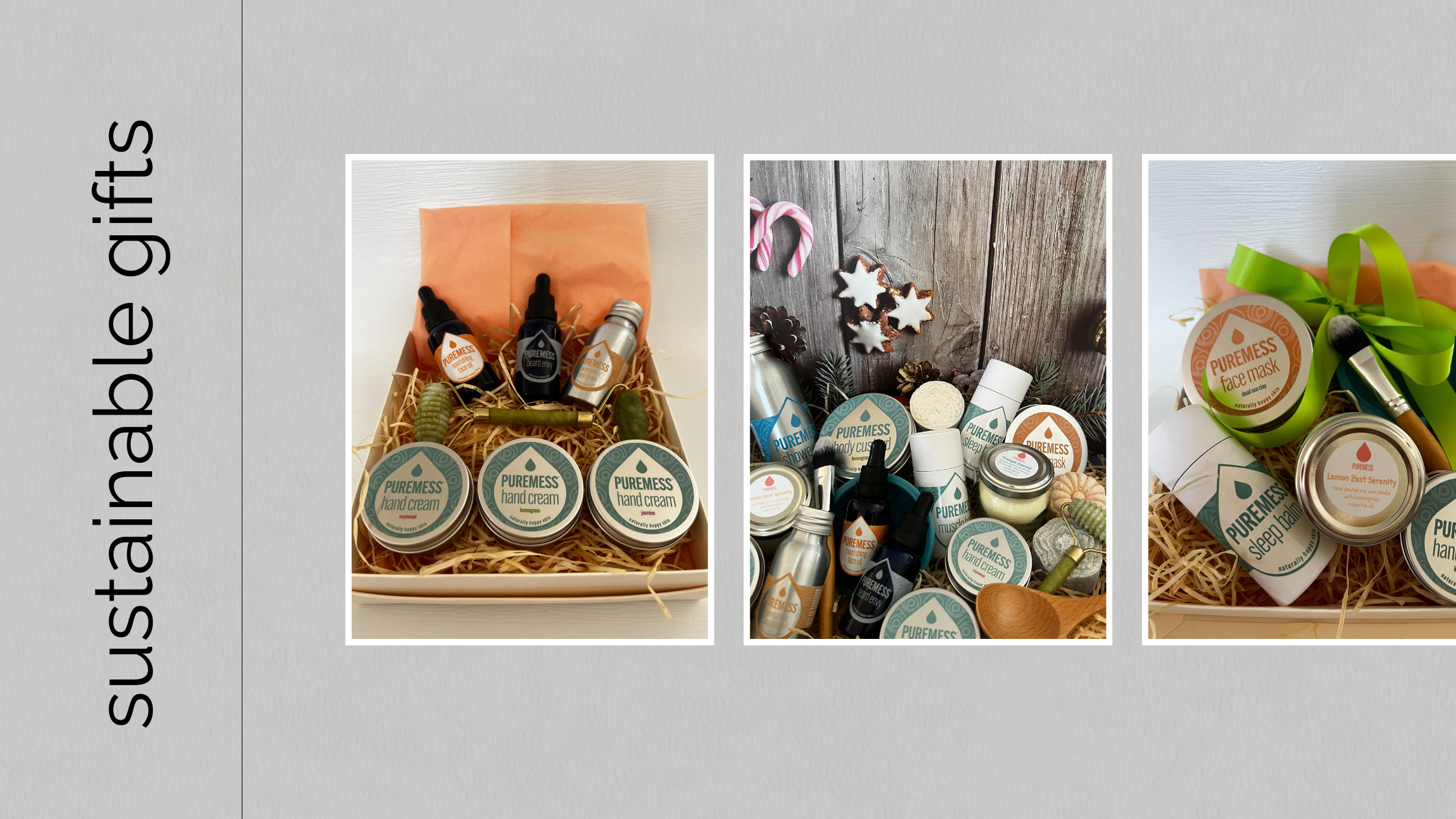 3 pictures of sustainable gift sets