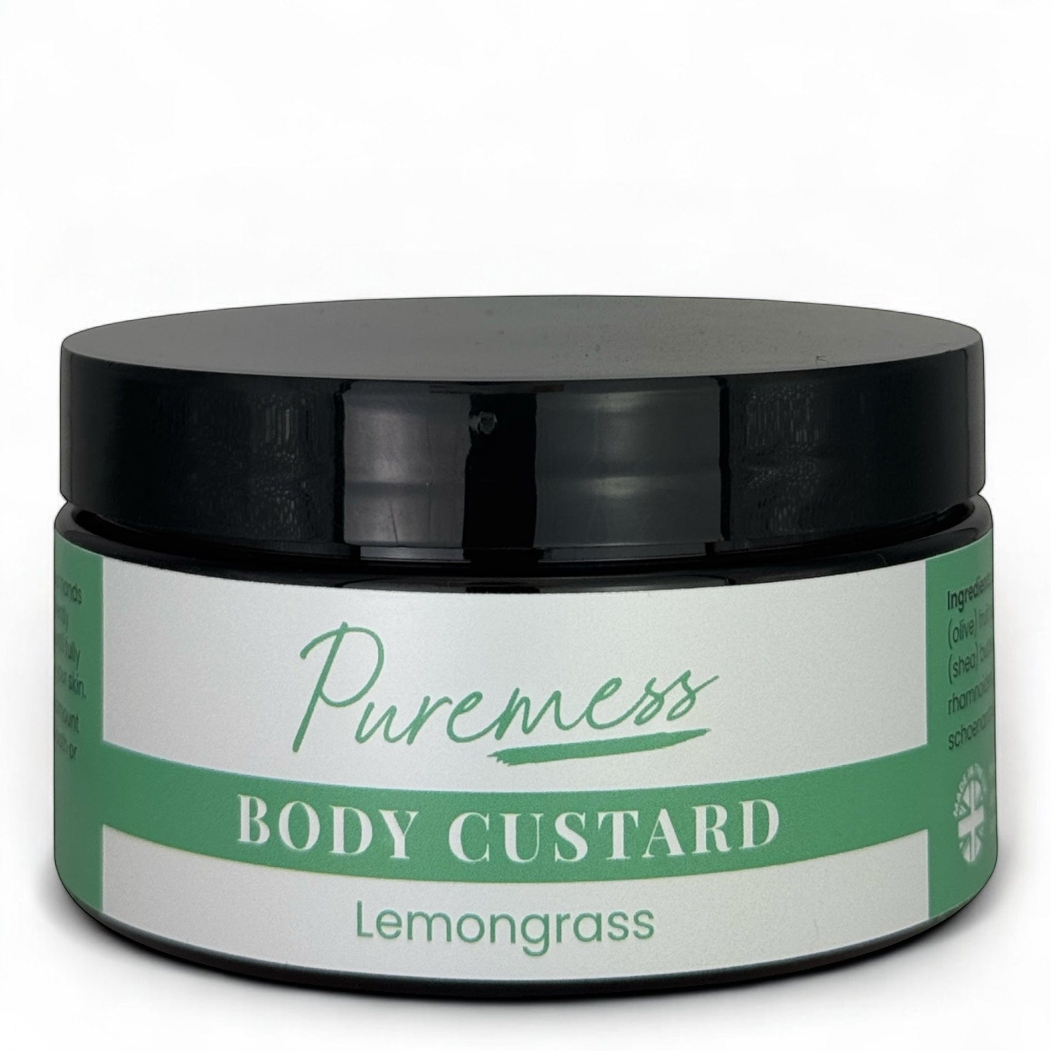 Puremess Lemongrass Body Custard in eco-friendly packaging with botanical ingredients, natural skincare, handmade in the UK. - Lemongrass Body Custard - PUREMESS SKINCARE