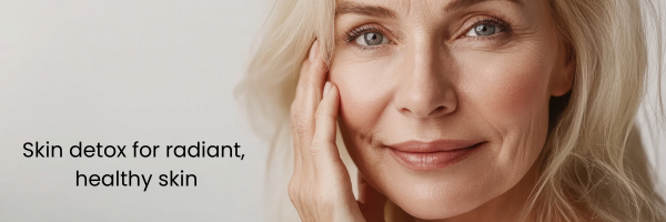 older lady with lovely skin, hand on face