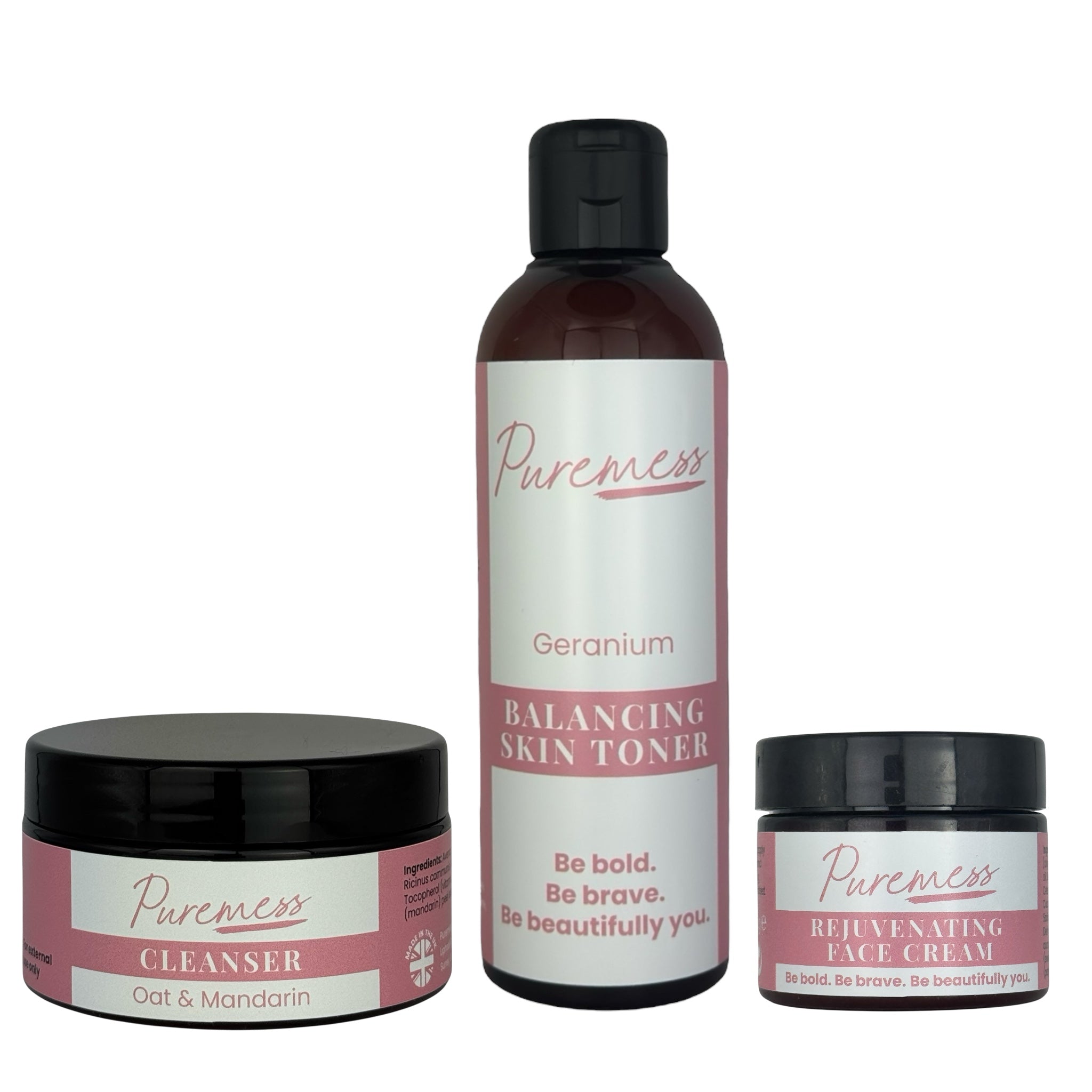 Daily Skin Routine Natural Skincare Bundle – Cleanser, Toner & Face Cream