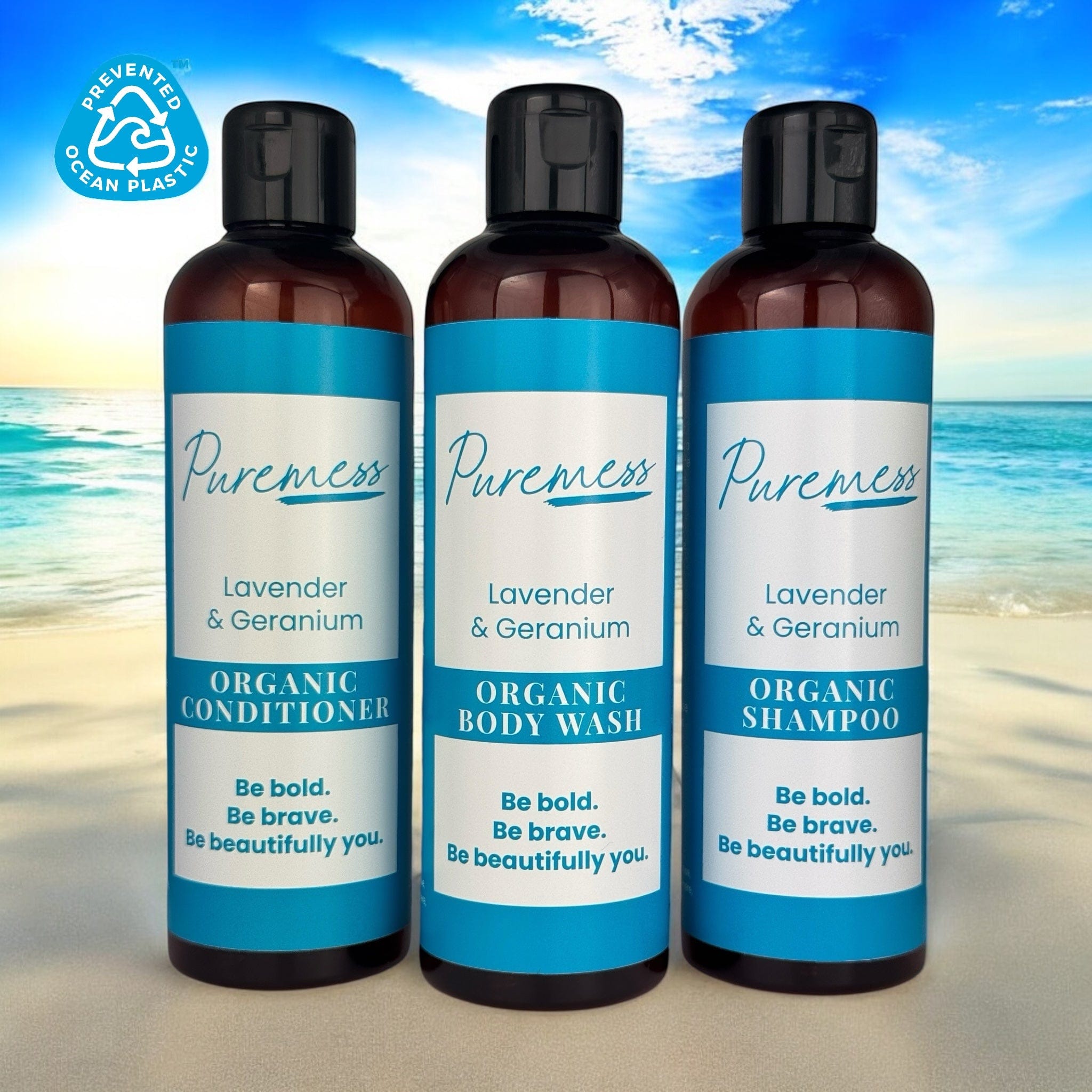 Lavender & Geranium Calm & Restore Bath Bundle | Organic Shampoo, Conditioner & Body Wash (250ml)