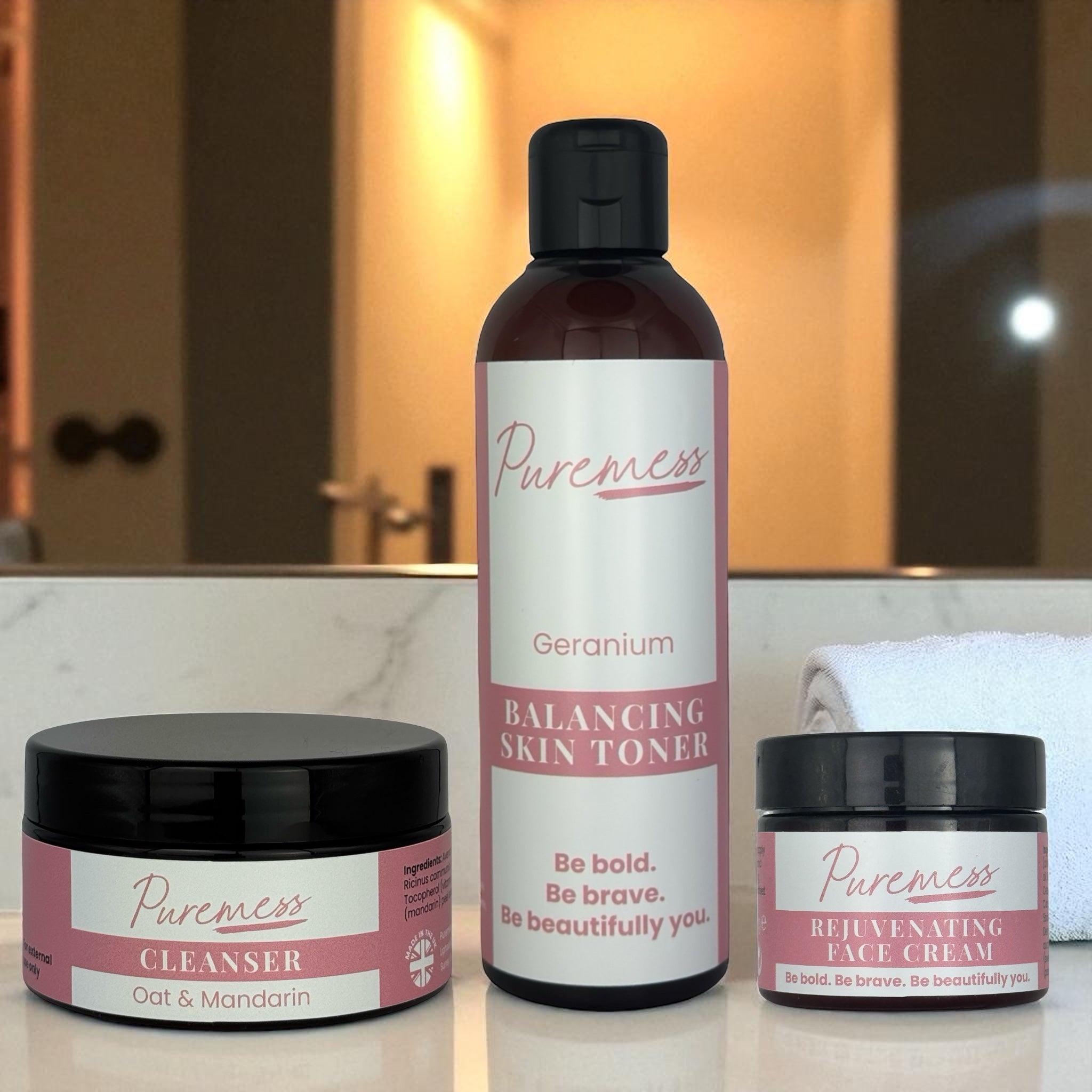 Daily Skin Routine Natural Skincare Bundle – Cleanser, Toner & Face Cream